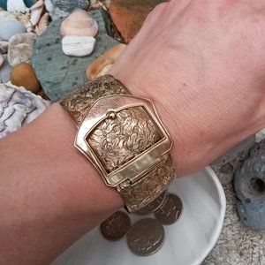Antique Hinged Brass Buckle Bracelet